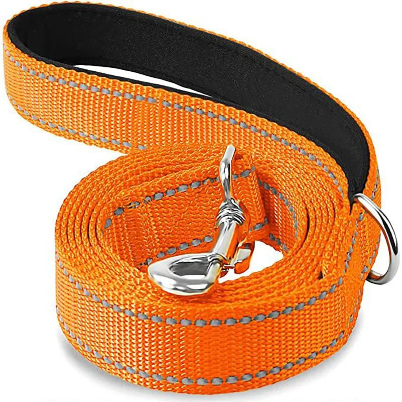 Reflective Pet Leash | Adjustable Polyester Lead Strap for Dogs and Cats Orange