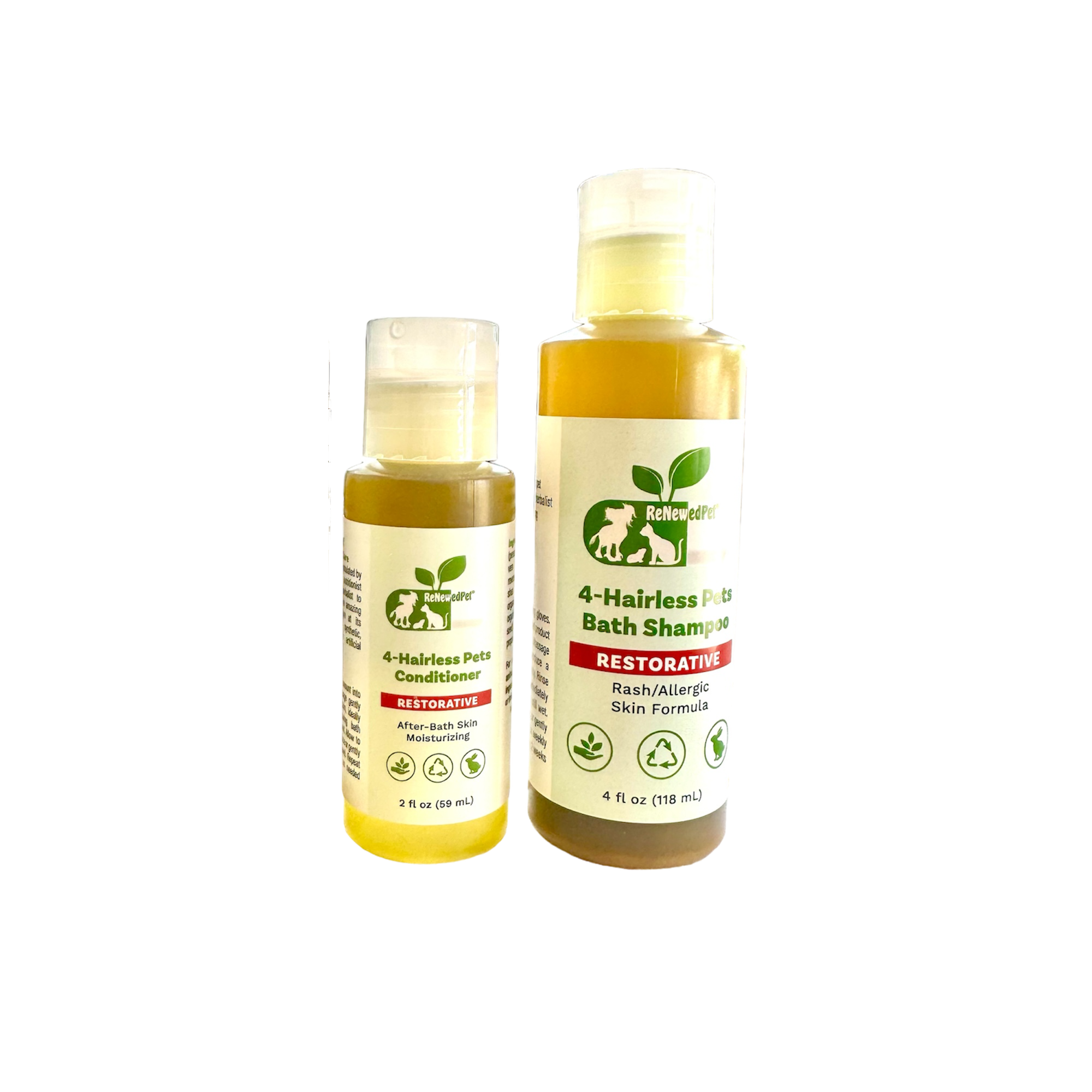 4-HAIRLESS PETS RESTORATIVE SHAMPOO & CONDITIONER HALF SIZE ($4.82 oz.)