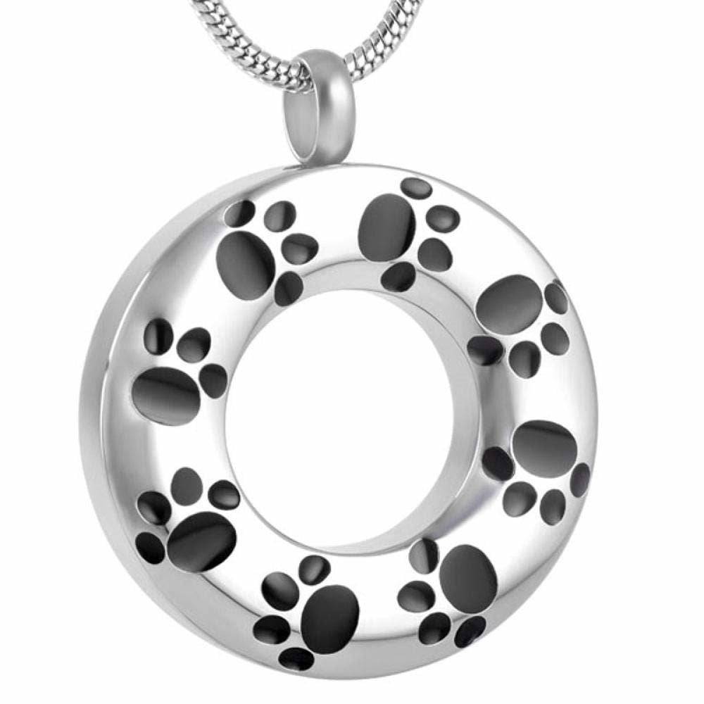 Pet Paw Circle Ashes Necklace Pendant