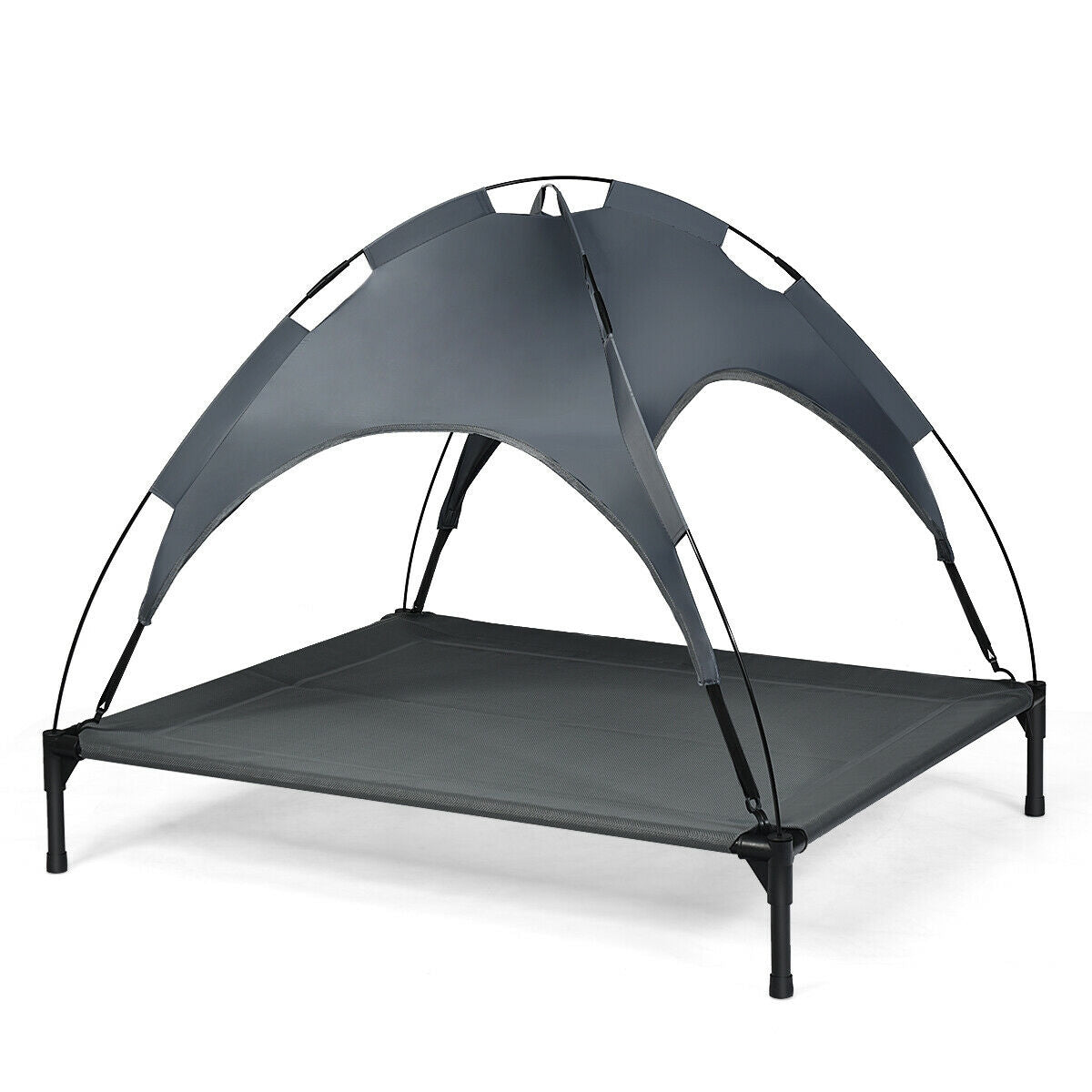 Portable Elevated Outdoor Pet Bed with Removable Canopy Shade 42 Inch
