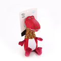 Plush Dinosaur Dog Toy with Sound and Chew Features Red