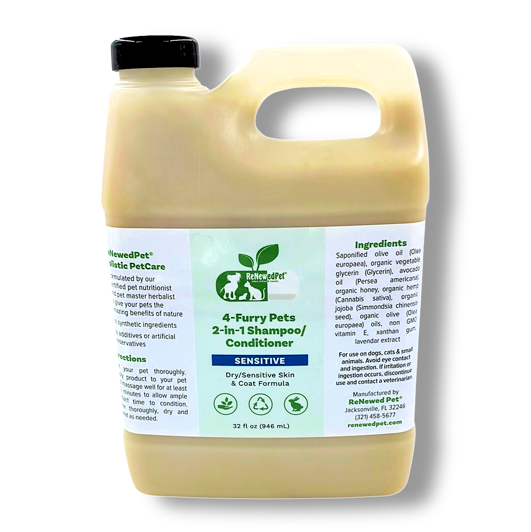4-FURRY PETS 2-IN-1 *SENSITIVE SHAMPOO + CONDITIONER EXTRA LARGE 32 OZ. ($2.59 oz.)