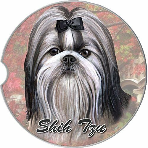 Shih Tzu (Black & White) Car Coaster