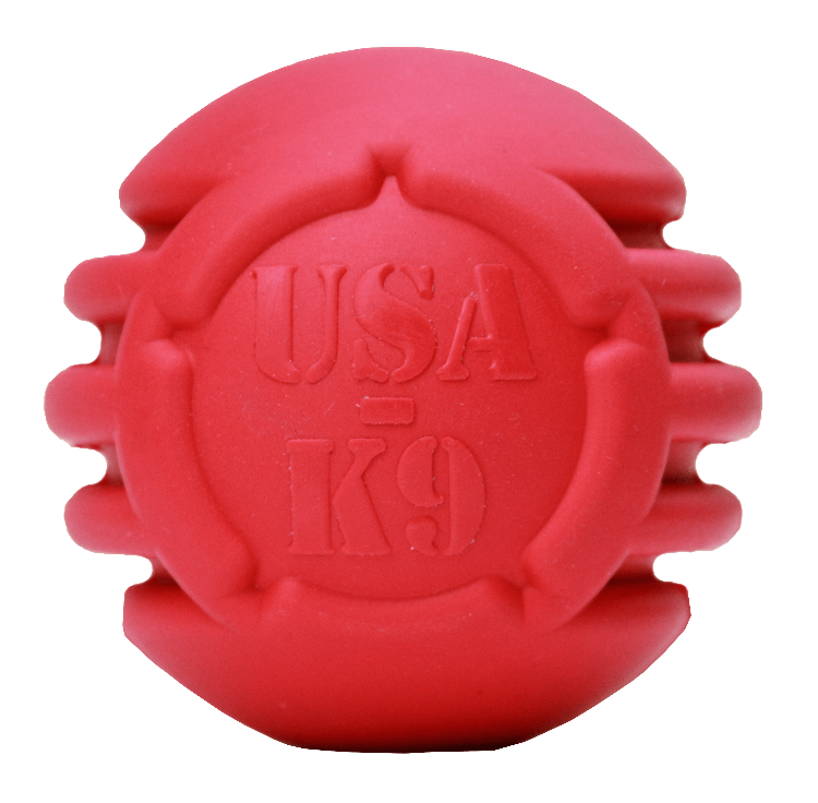 USA-K9 Stars and Stripes Rubber Dog Toy | K9 Handler Reward Toy | Red | USA Made LARGE STARS AND STRIPES DENTAL BALL