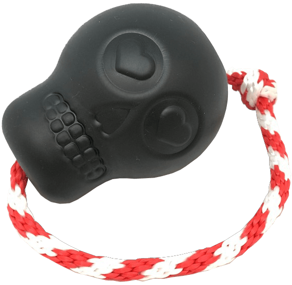 USA-K9 Magnum Skull - Black Magnum Rubber Chew Toy for Extreme Chewers | USA Made LARGE BLACK SKULL REWARD