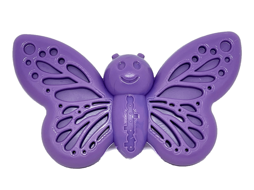 Butterfly Nylon Chew & Enrichment Toy | 2-in-1 for Aggressive Chewers | SodaPup Purple Butterfly Nylon Toy