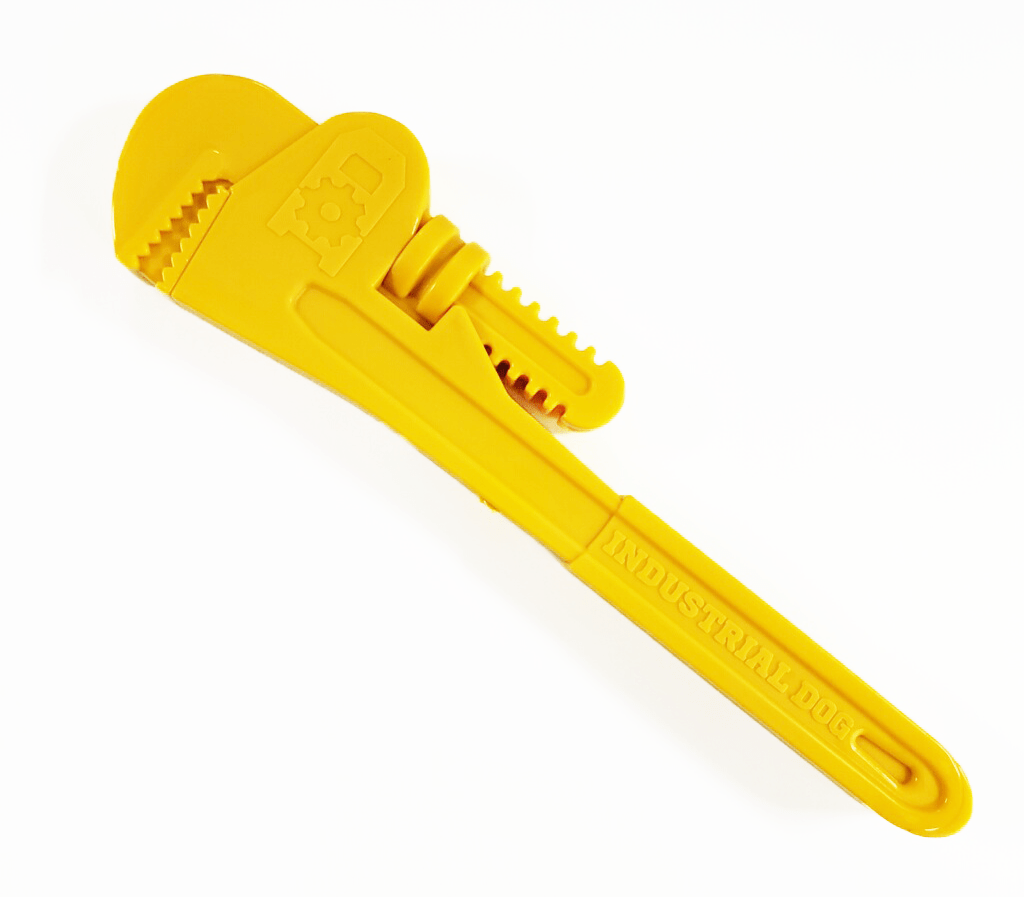 Pipe Wrench Nylon Dog Toy for Aggressive Chewers | USA Made | SodaPup Pipe Wrench Nylon Toy - Yellow