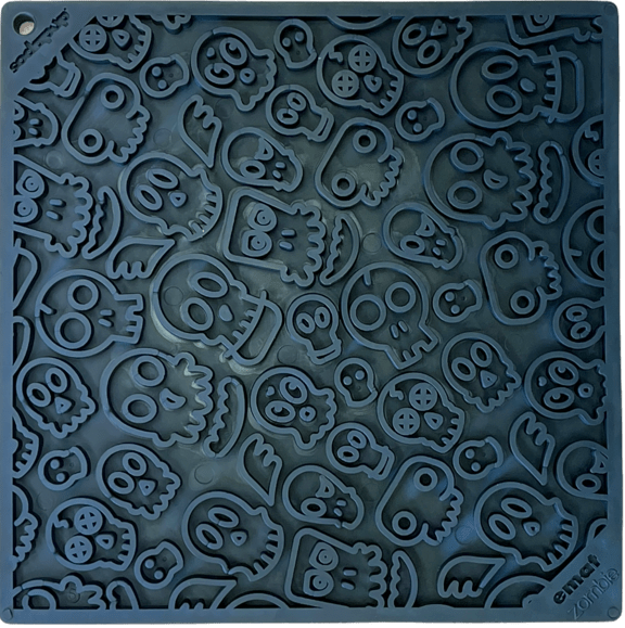 Zombie eMat - Enrichment Lick Mat for Dogs and Cats | Halloween Skull Design | SodaPup Zombie E-Mat - Black