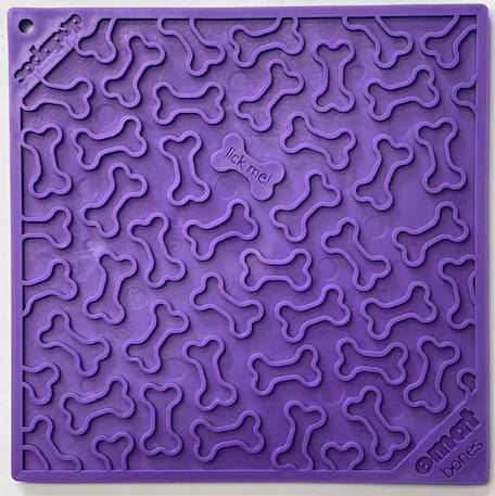 Bones eMat - Enrichment Lick Mat for Dogs and Cats | eMat Enrichment Toy for Anxiety Relief | SodaPup Purple Bones E-Mat