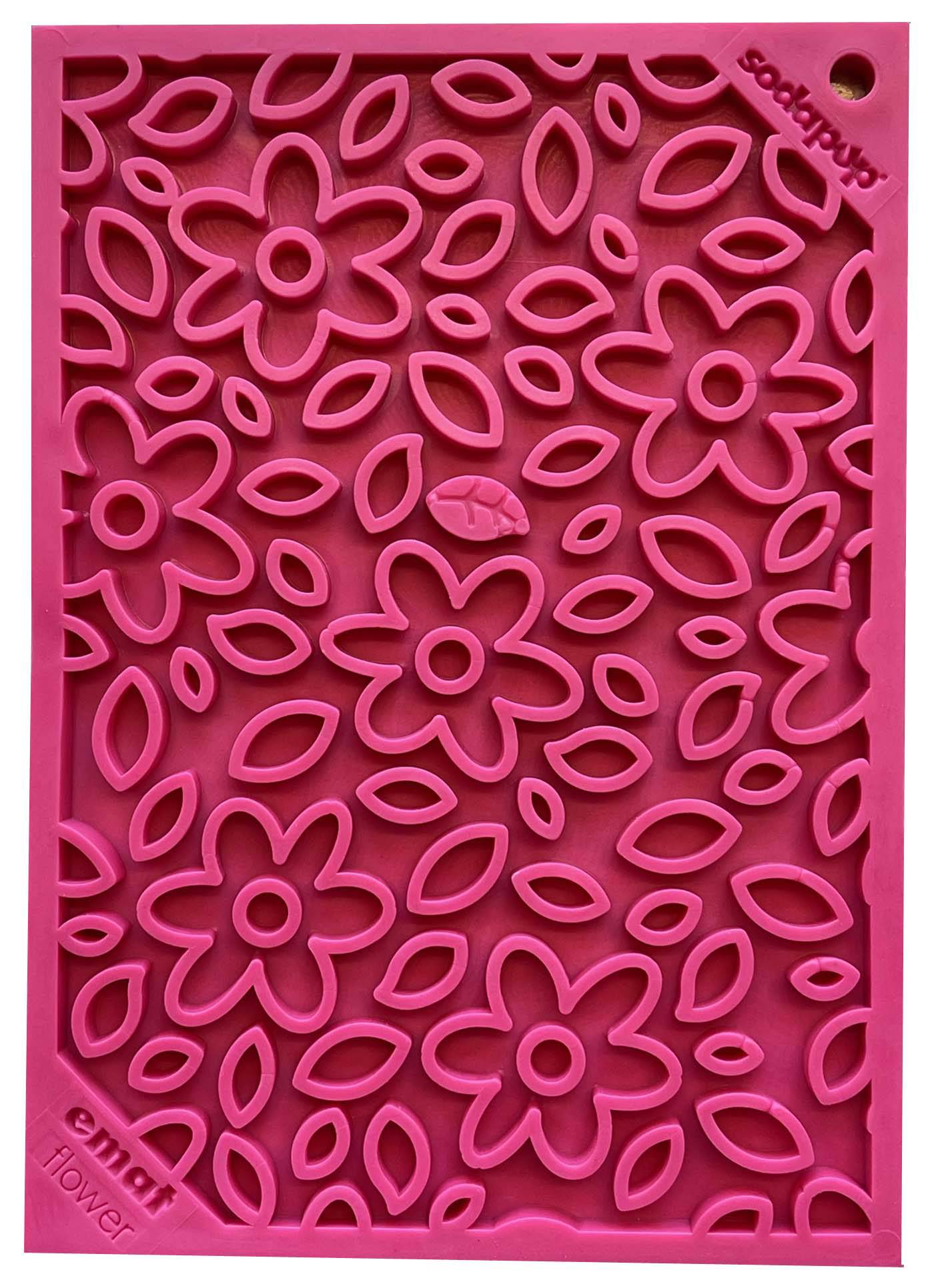 Flower Power emat - Enrichment Lick Mat for Dogs and Cats | Flower Design | USA Made Flower Power E-Mat - small pink