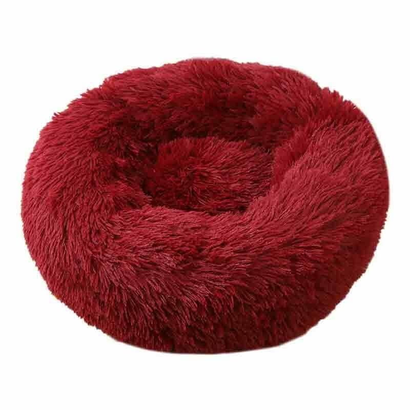 Soft Winter Warm Plush Calming Pet Bed Wine Red