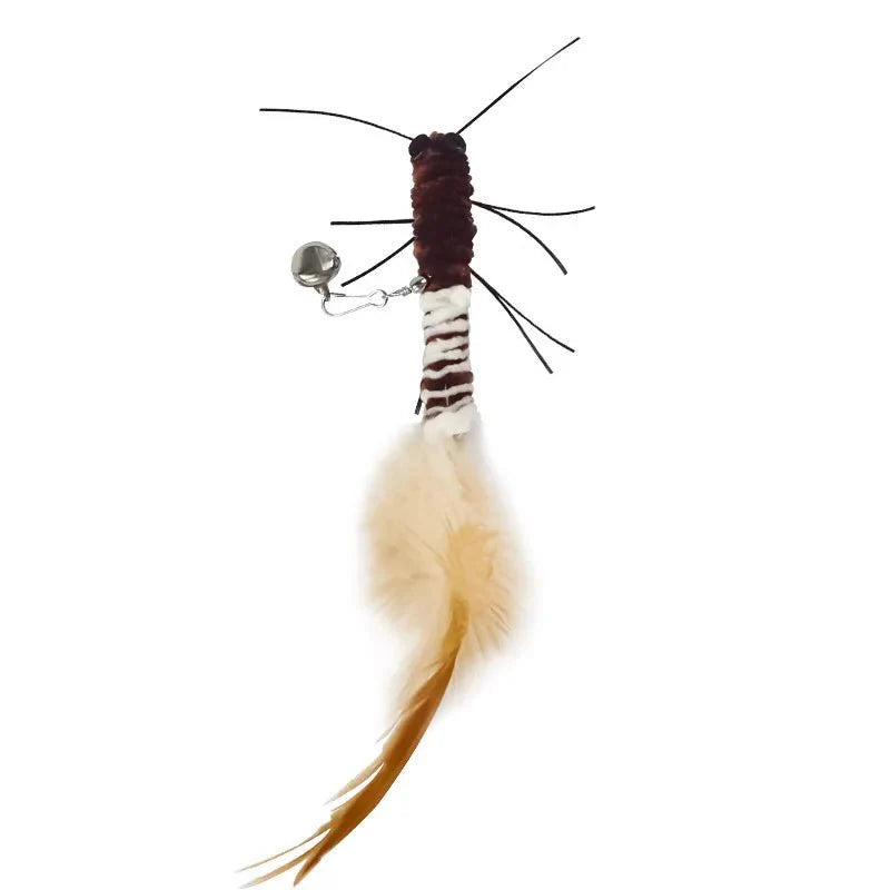 Dragonfly Feather Cat Toy Wand | Interactive Teaser with Optional Stick Brown B