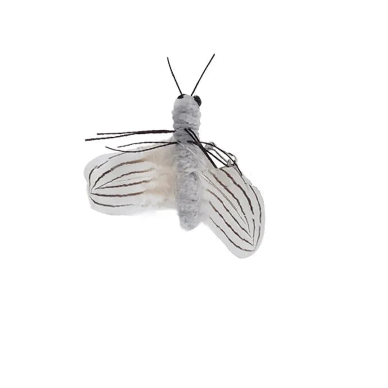 Dragonfly Feather Cat Toy Wand | Interactive Teaser with Optional Stick Gray B