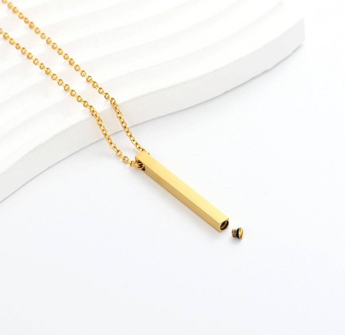 Thin Gold Rectangle Ashes Necklace Pendant