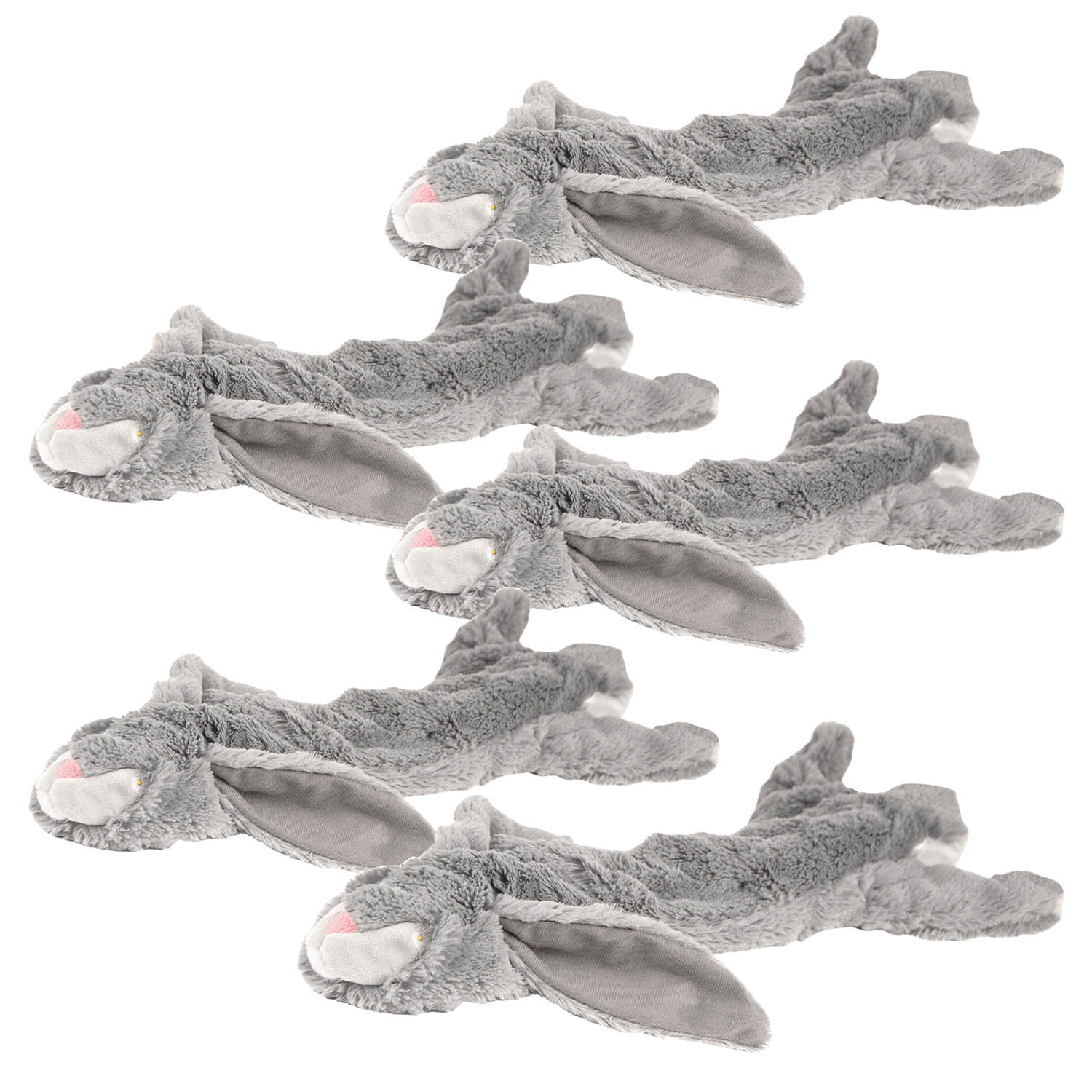 Jeffers Thinnies Unstuffed Plush Dog Toys, 21"L Rabbit 5 Pack