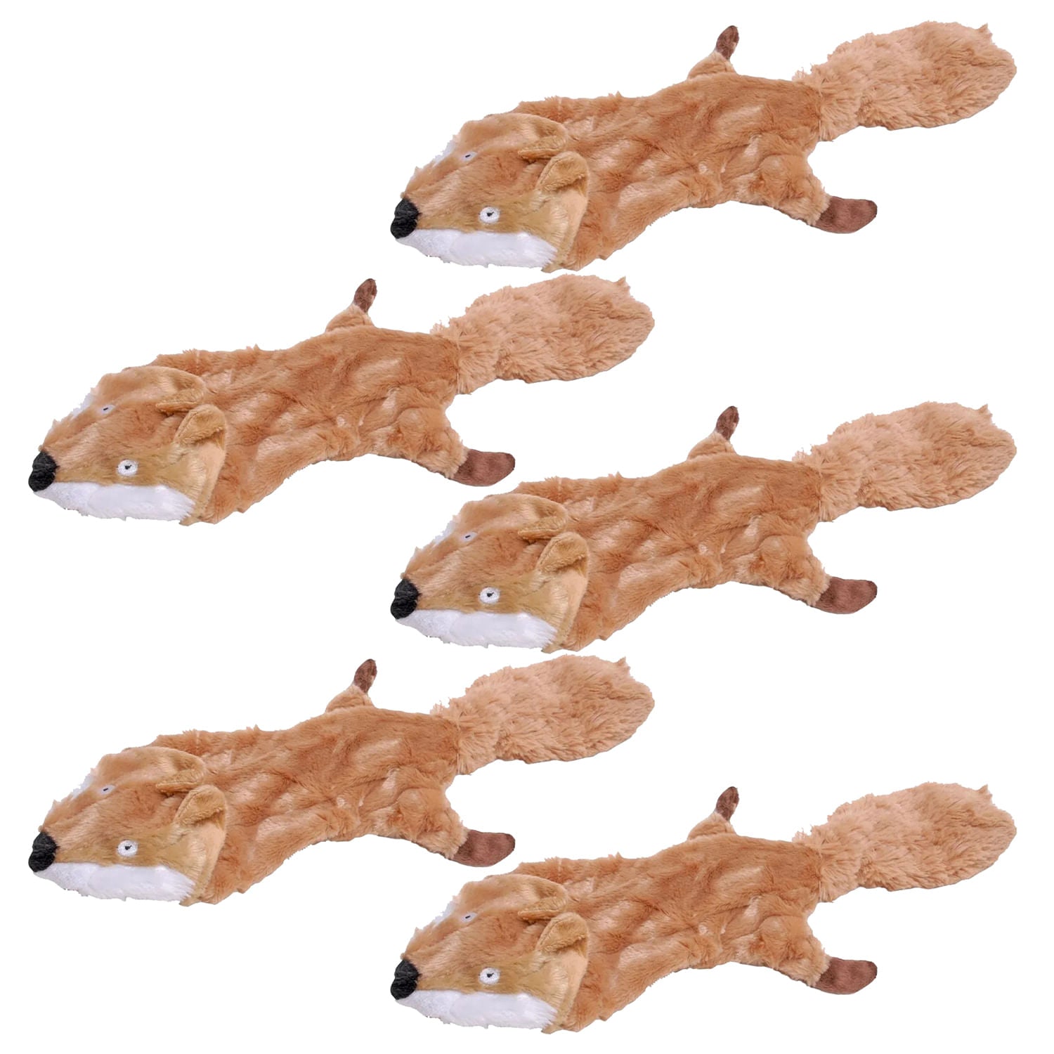 Jeffers Thinnies Unstuffed Plush Dog Toys, 21"L Fox 5 Pack