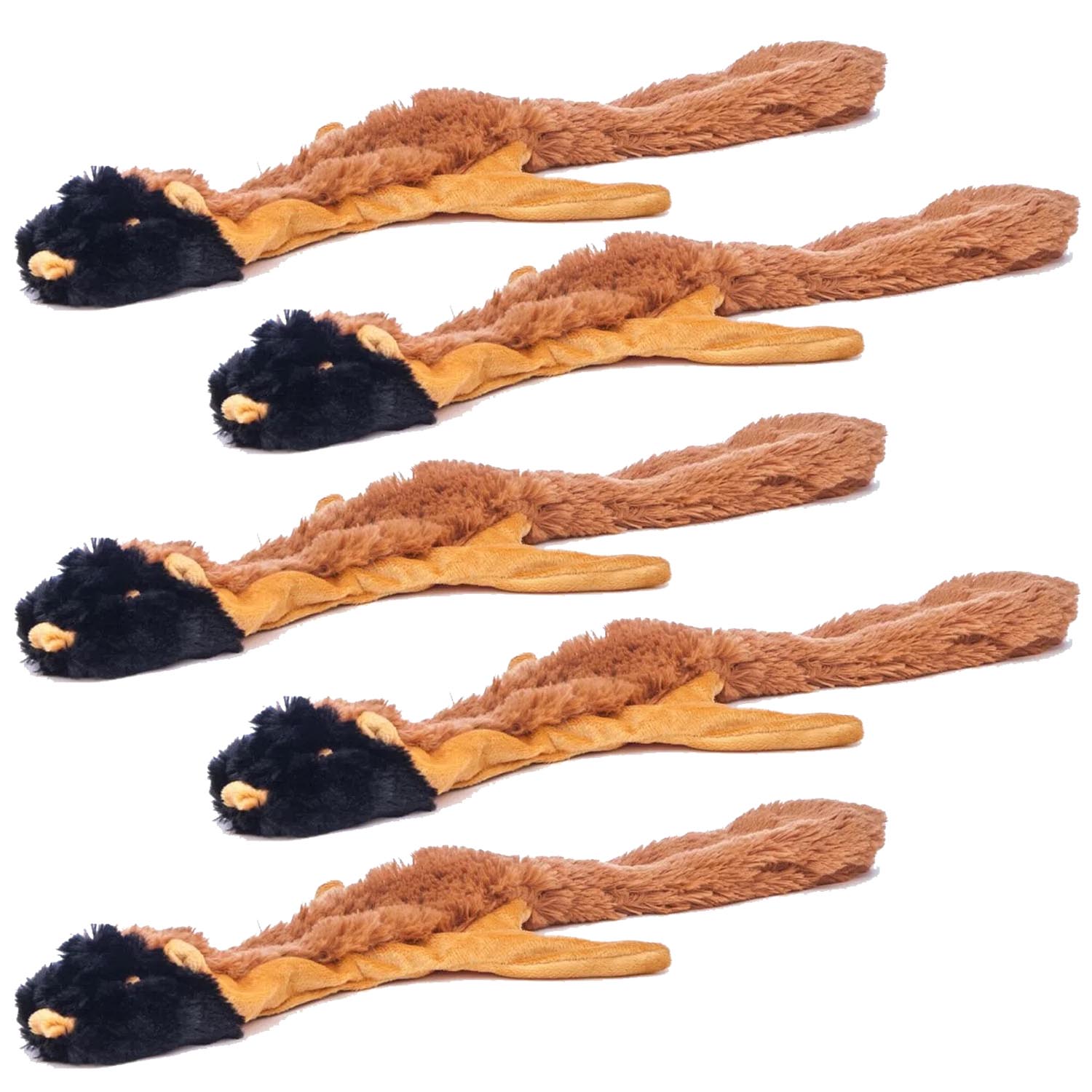 Jeffers Thinnies Unstuffed Plush Dog Toys, 21"L Chipmunk 5 Pack