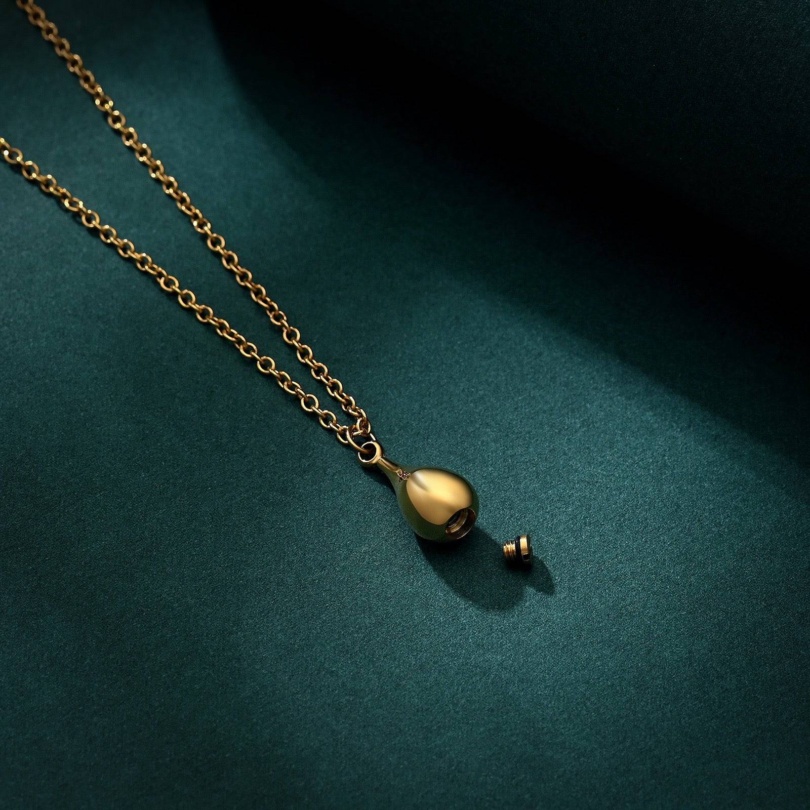Tiny Gold Drop Ashes Pendant