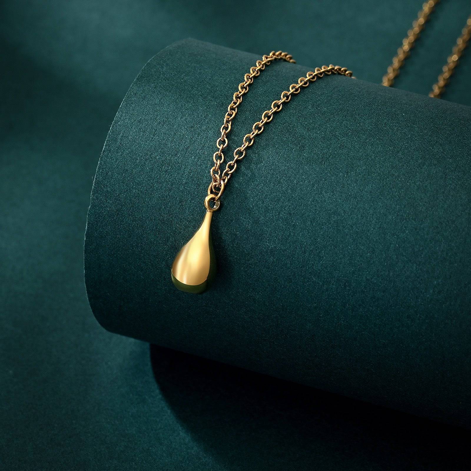 Tiny Gold Drop Ashes Pendant