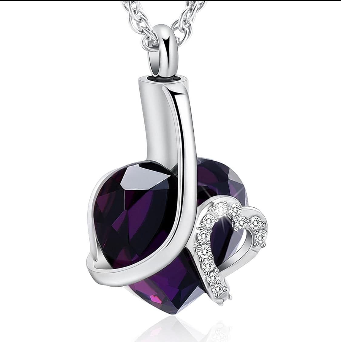 Titanic Heart Ashes Necklace Pendant Purple