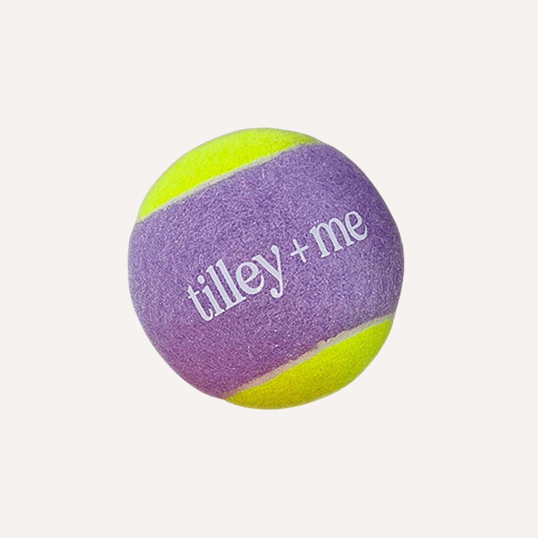 Tilley + Me Tennis Ball for Dogs Purple + Yellow