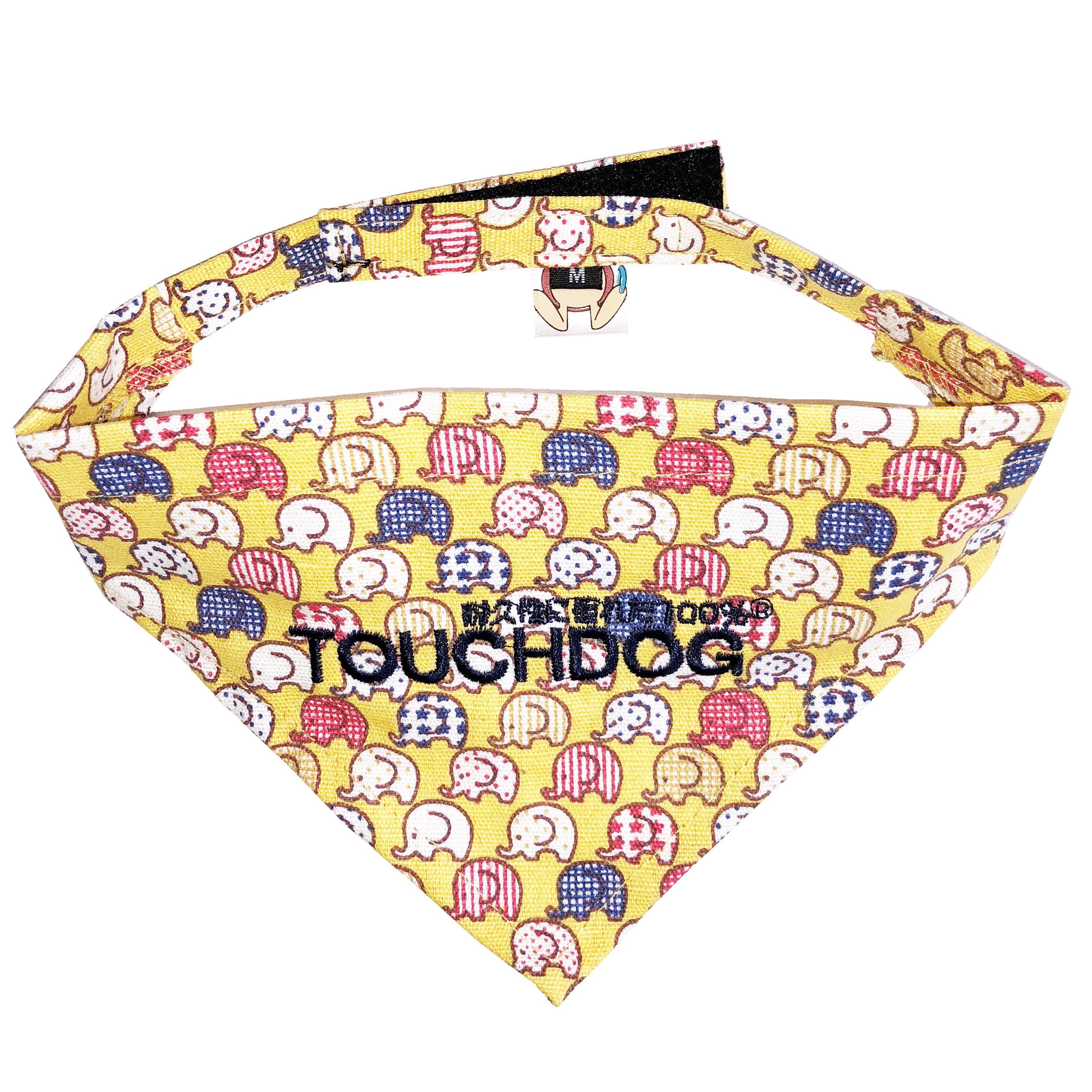 Touchdog Elephant Patterned Hook-and-Loop Fashion Dog Bandana Yellow