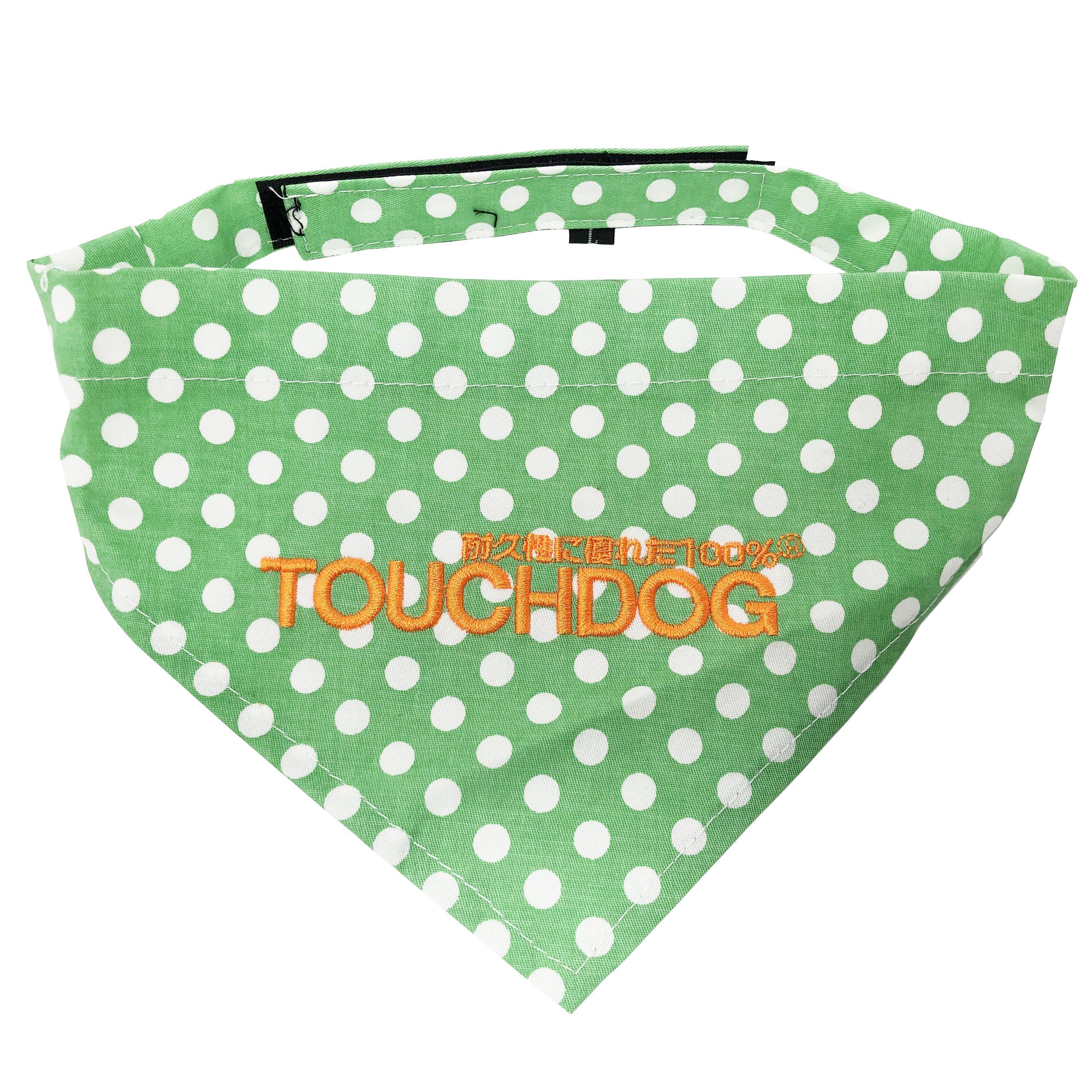 Touchdog Polka-dot Patterned Hook-and-Loop Fashion Dog Bandana Green