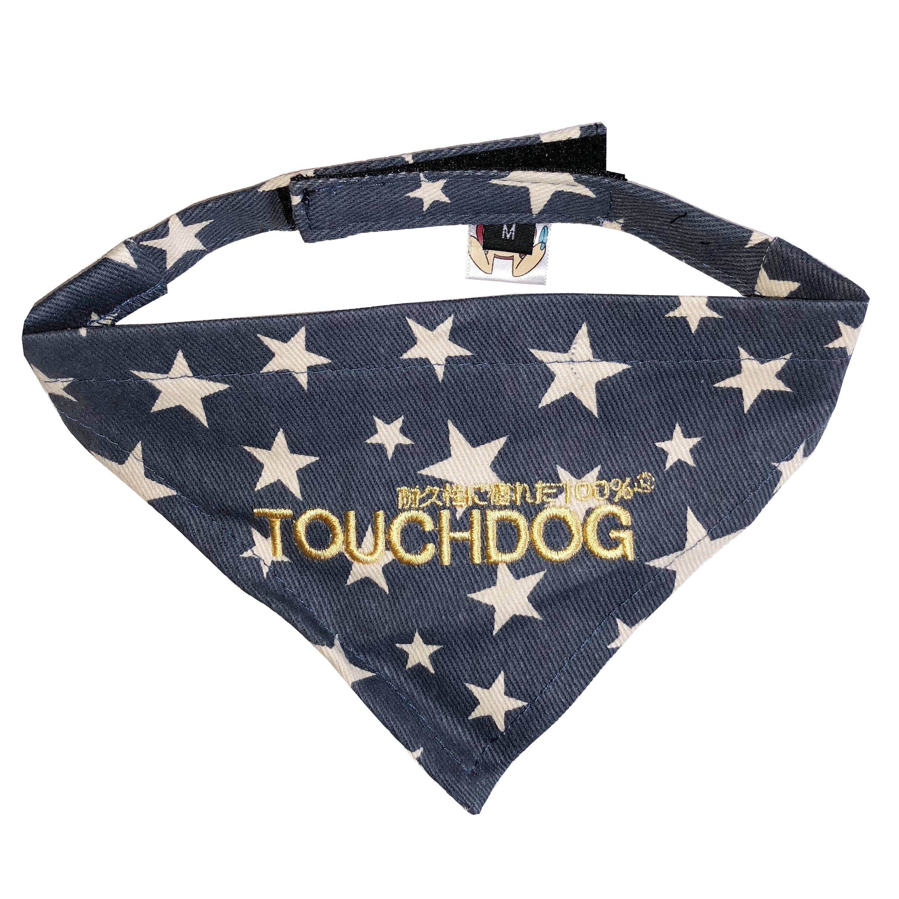 Touchdog Star Patterned Hook-and-Loop Fashion Dog Bandana Blue