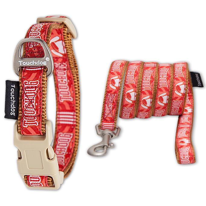 Touchdog 'Funny Bun' Tough Stitched Embroidered Collar and Leash Red