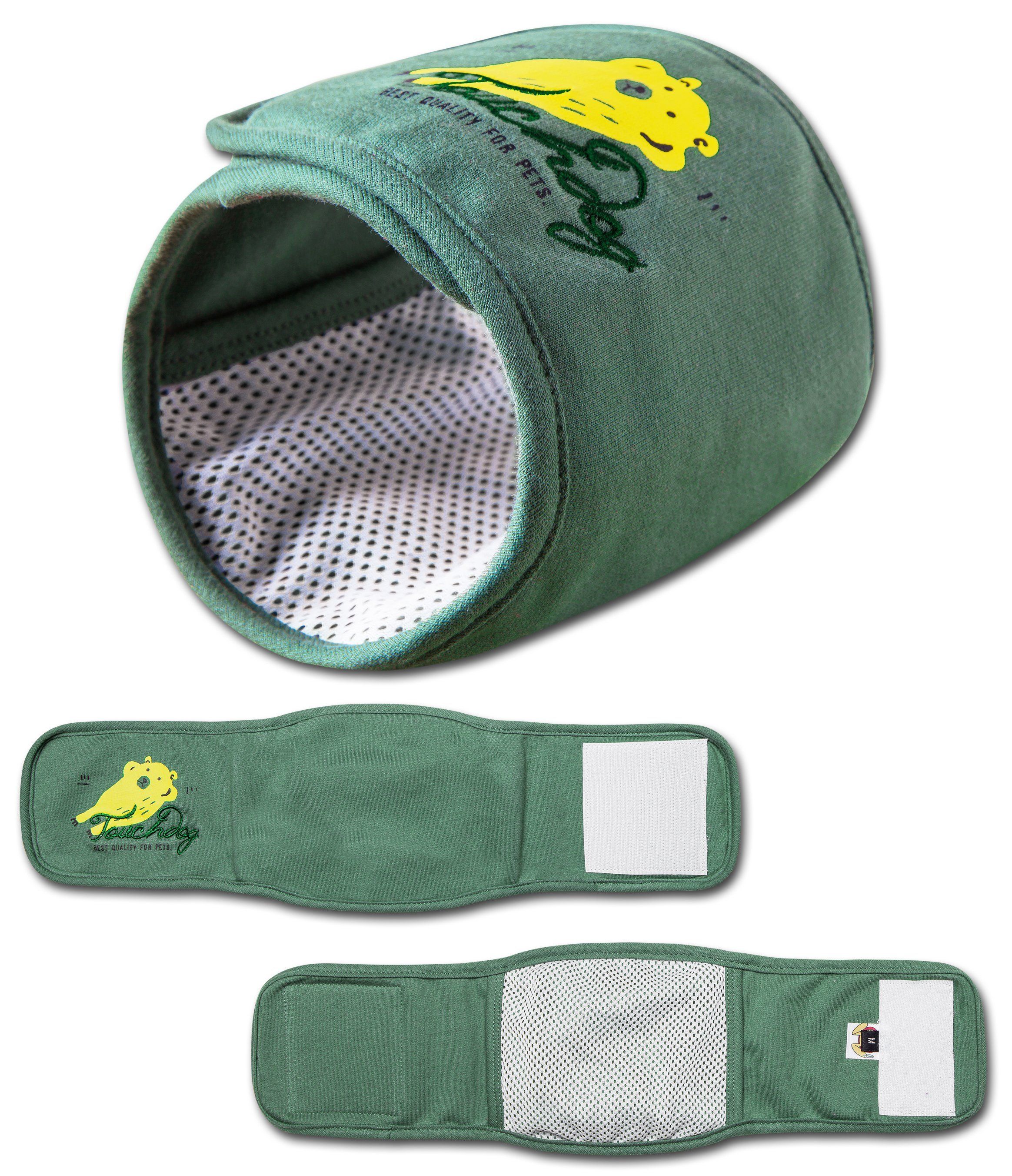 Touchdog Gauze-Aid Protective Dog Bandage and Calming Compression Sleeve Green