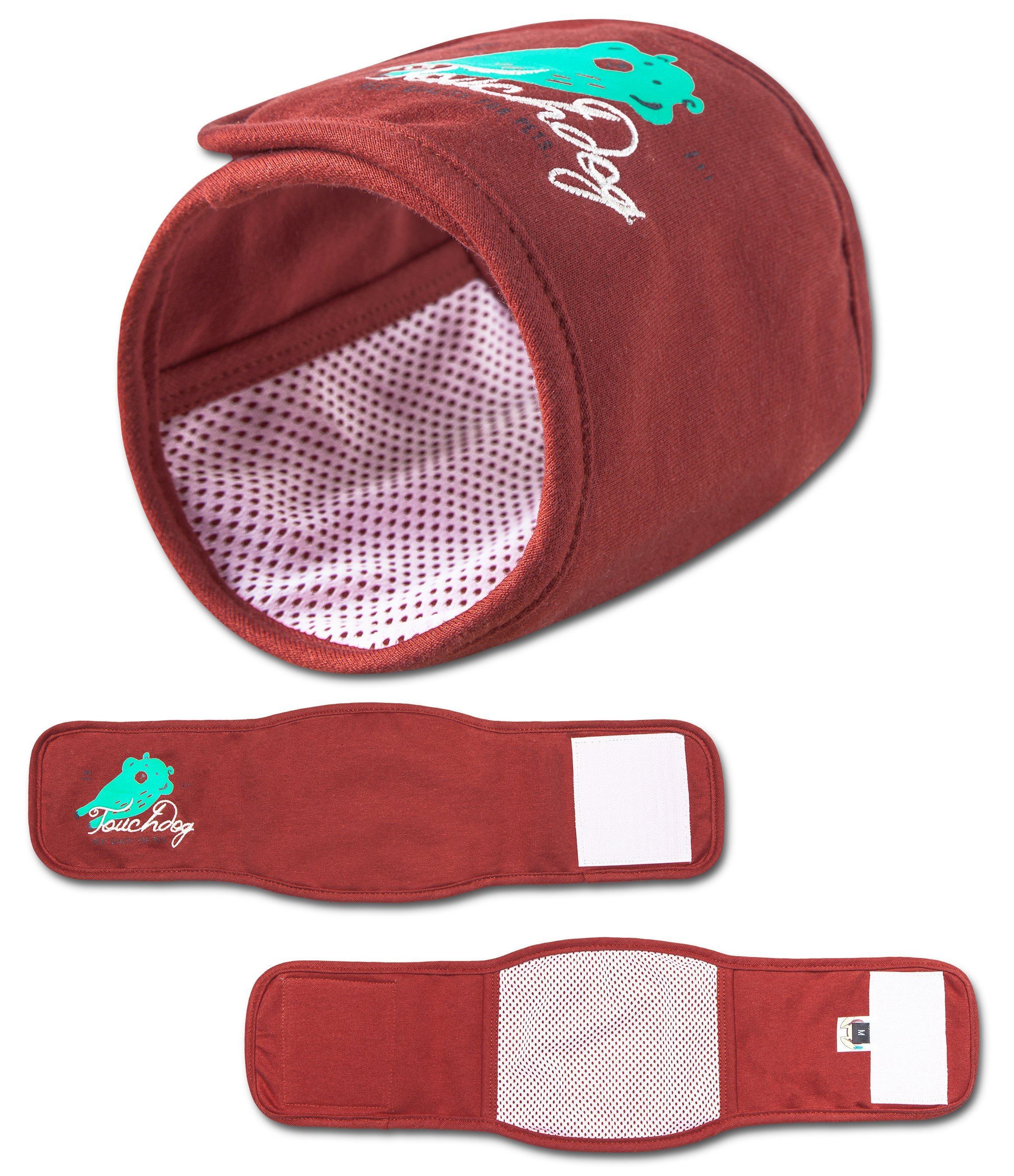 Touchdog Gauze-Aid Protective Dog Bandage and Calming Compression Sleeve Red
