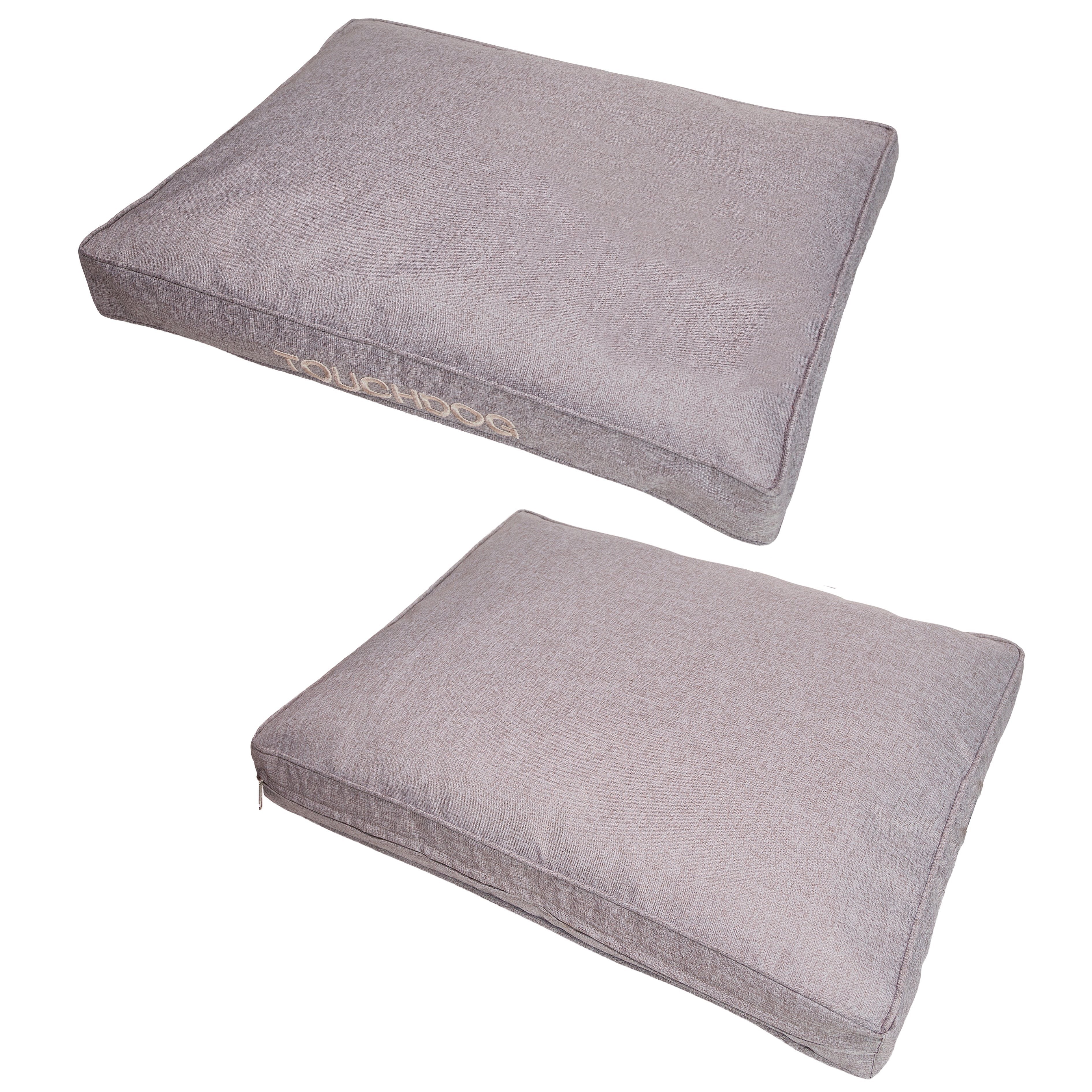 Touchdog 'Hushky' Water-Resistant Premium Raised Rectangular Dog Mat Gray