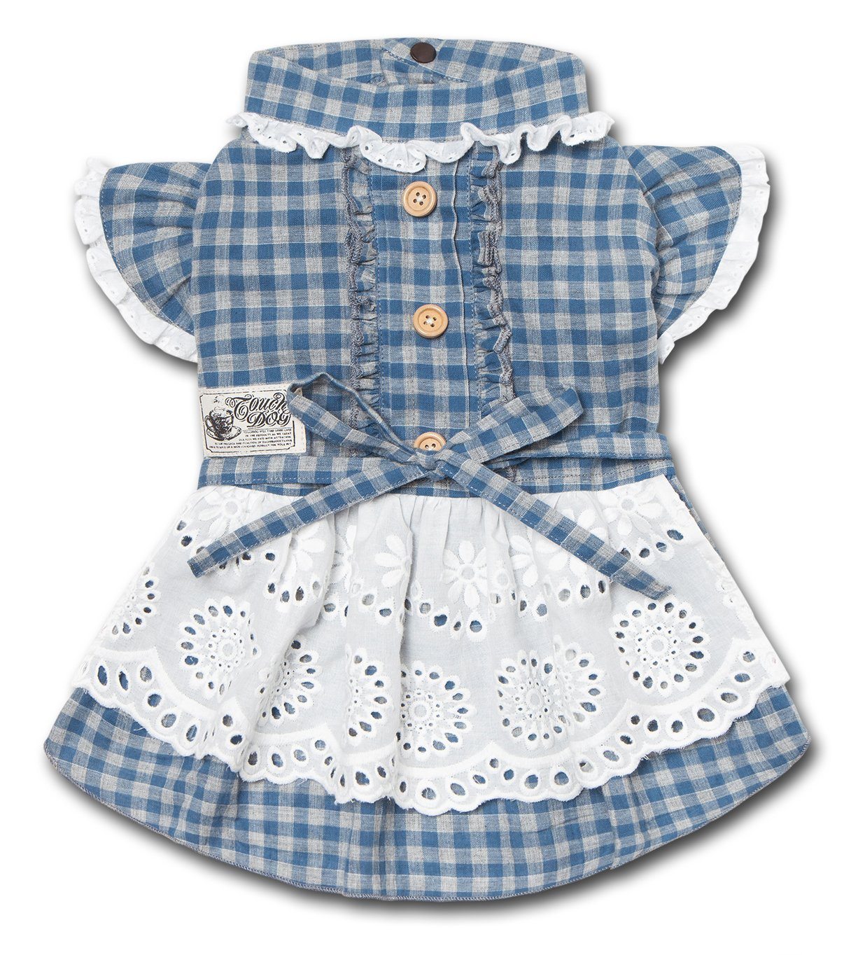 Touchdog 'I love Poochi' Classical Plaid Fashion Designer Dog Dress Blue