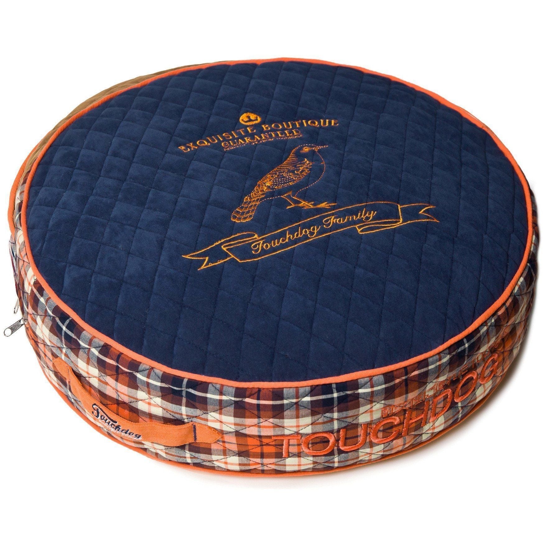 Touchdog ® 'Bark-Royale' Quilted and Raised Premium Rounded Designer Dog Bed Royal Blue, Cream White