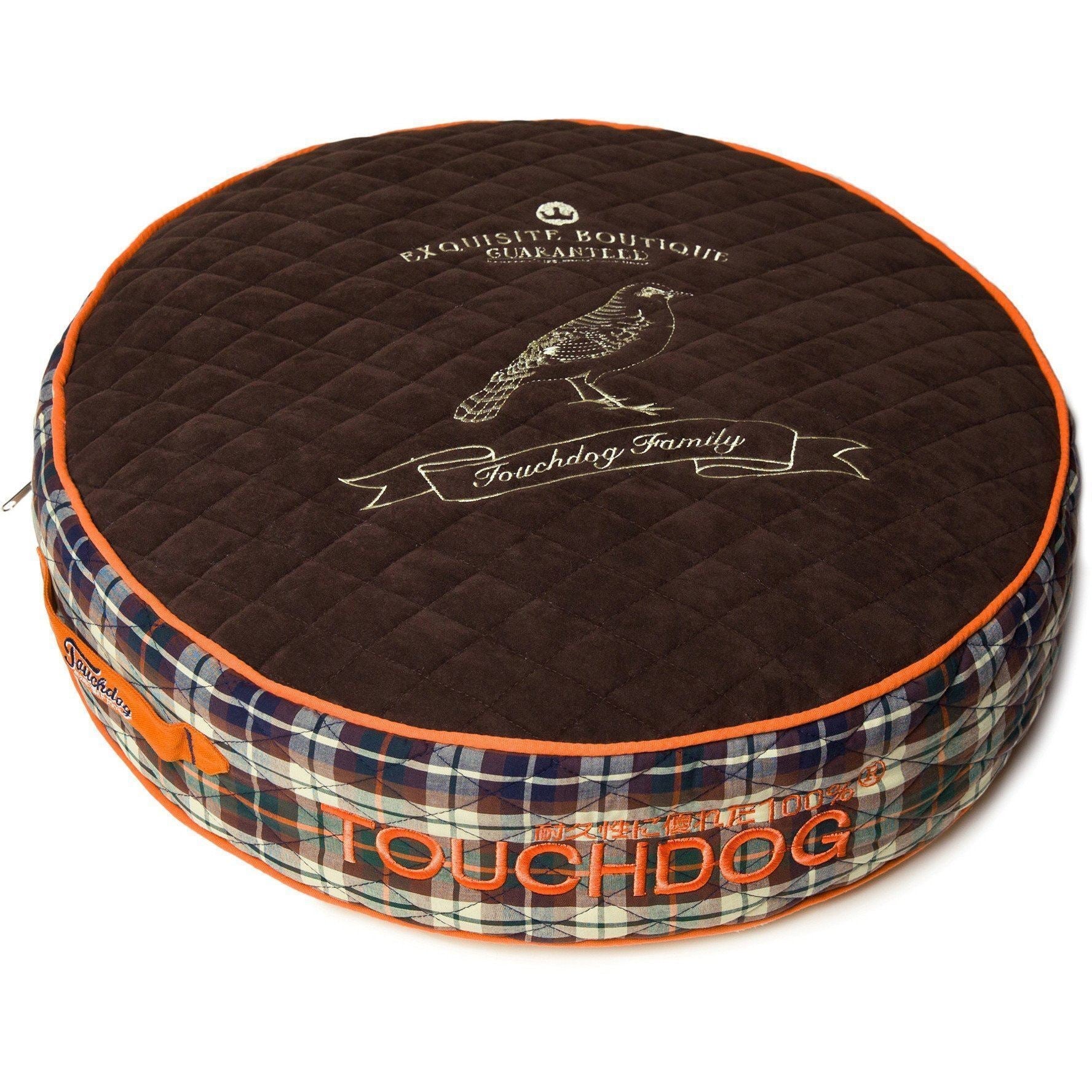 Touchdog ® 'Bark-Royale' Quilted and Raised Premium Rounded Designer Dog Bed Dark Brown, Cream White