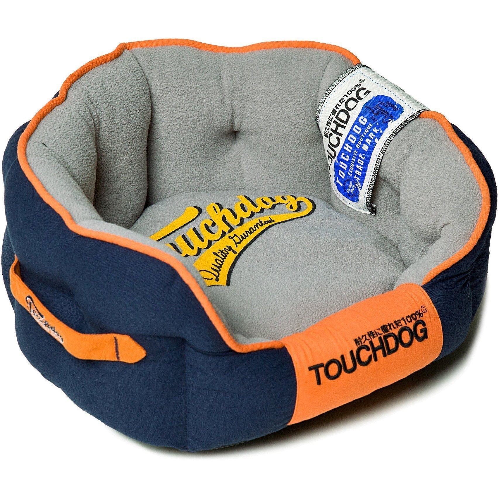 Touchdog ® 'Castle-Bark' Original Premium Designer Rounded Dog Bed Ocean Blue, Grey