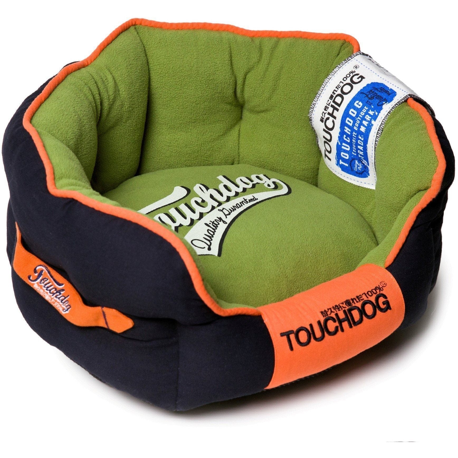 Touchdog ® 'Castle-Bark' Original Premium Designer Rounded Dog Bed Midnight Blue, Olive Green