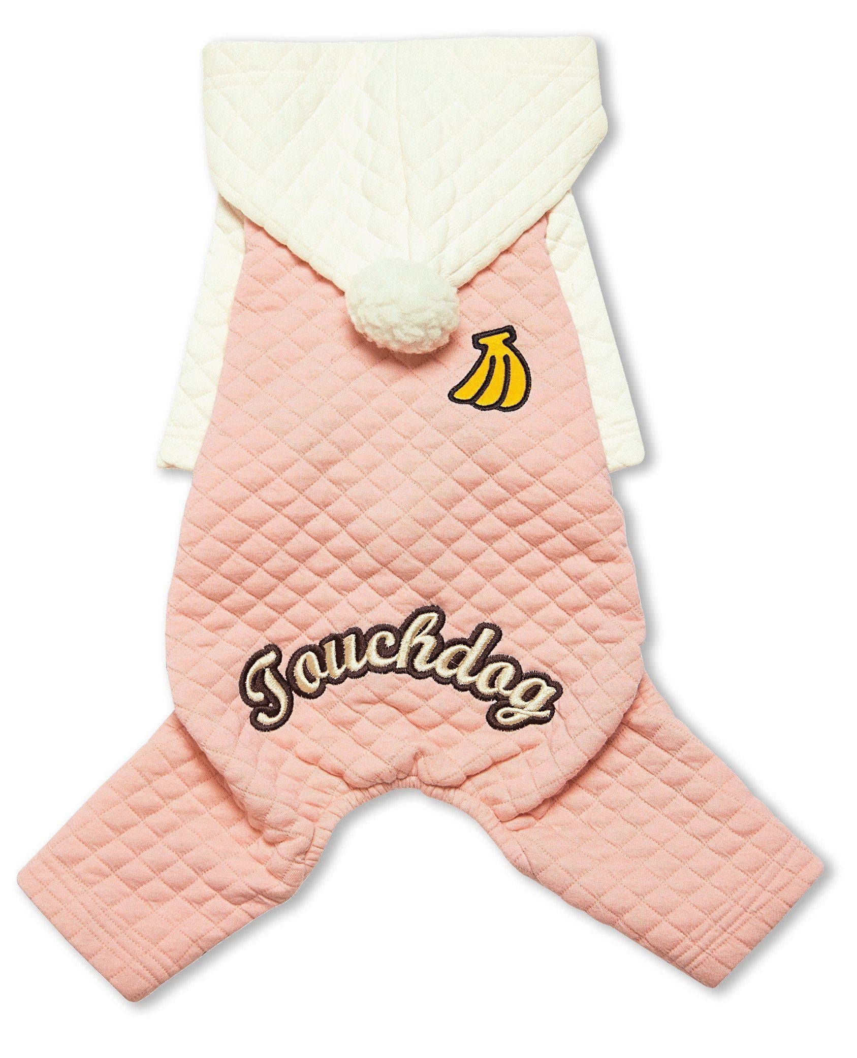Touchdog ® Designer Quilted Full-Body Hooded Dog Sweater Pink White