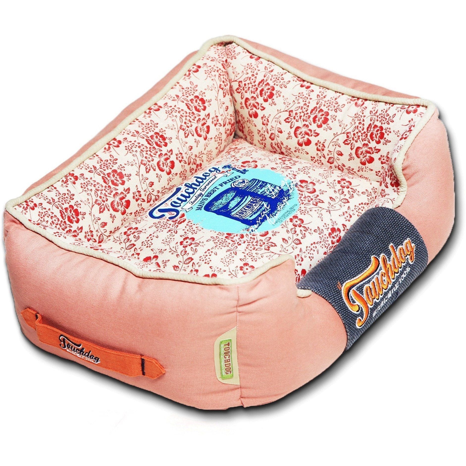 Touchdog ® 'Floral-Galoral' Designer Rectangular Dog Bed Pink, Red, White