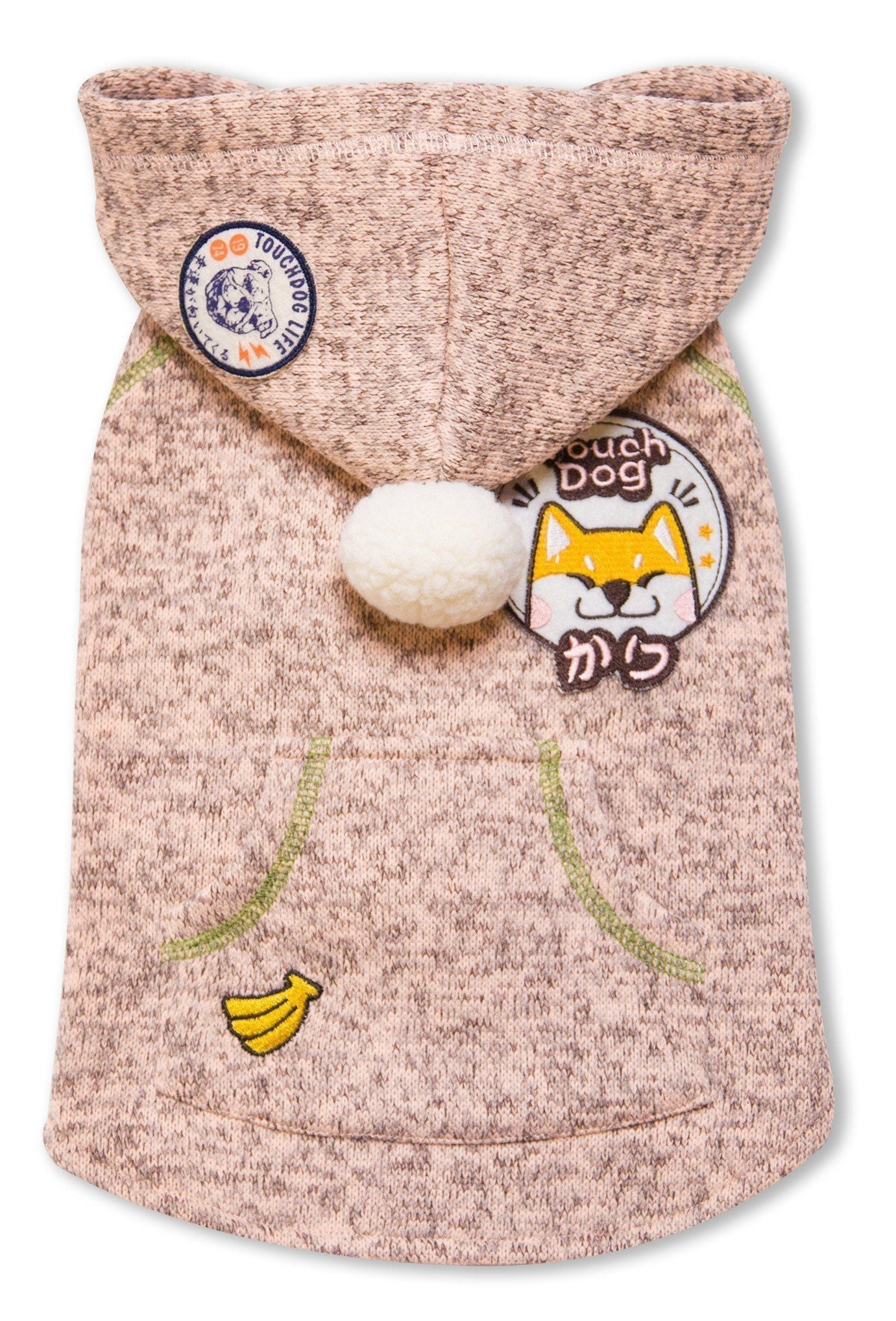 Touchdog ® Hippie Embellished Sleeveless Pompom Hooded Fashion Dog Sweater Light Pink