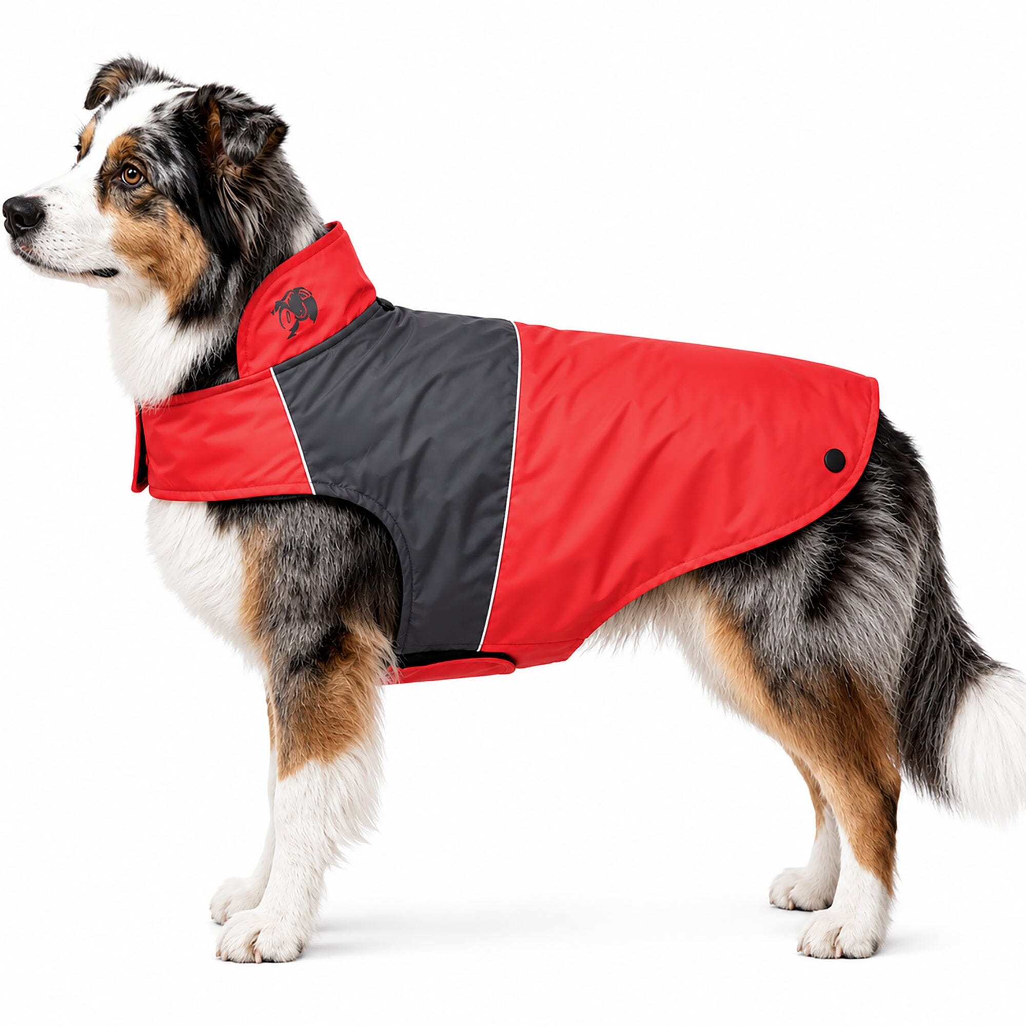 Touchdog ® Lightening-Shield 2-in-1 Dual-Removable-Layered Waterproof Dog Jacket Red, Charcoal Black