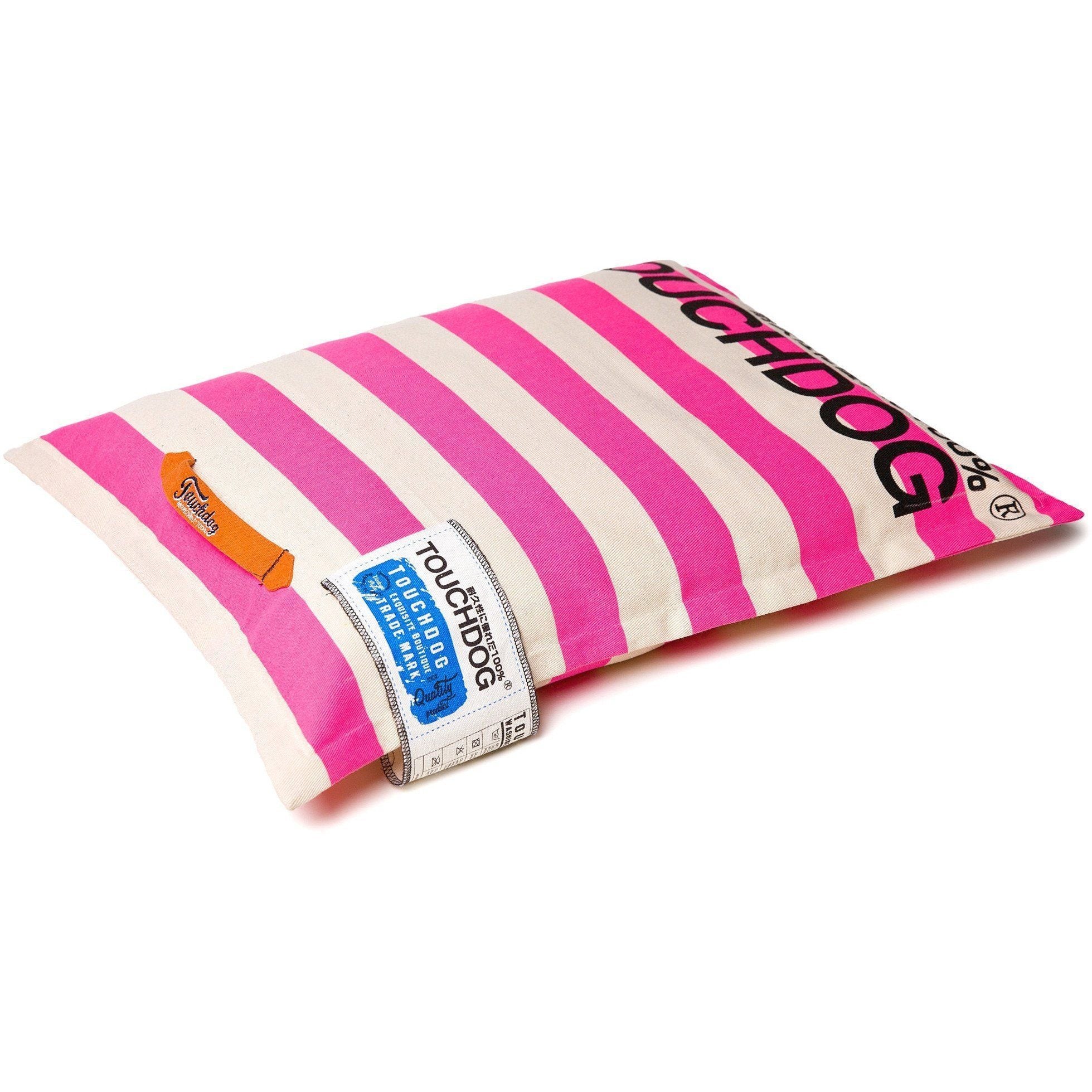 Touchdog ® 'Polo-Zippered' Machine-Washable Cushioned Pillow Dog Bed Pink, White