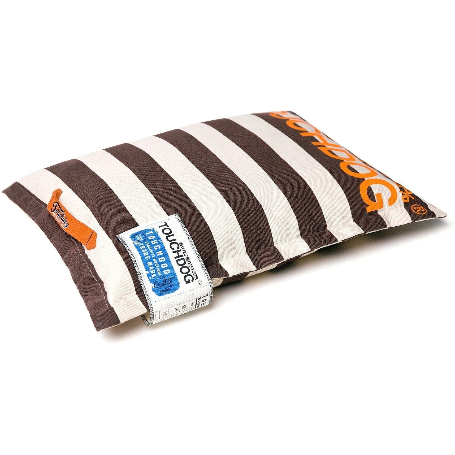 Touchdog ® 'Polo-Zippered' Machine-Washable Cushioned Pillow Dog Bed Cocoa Brown, White