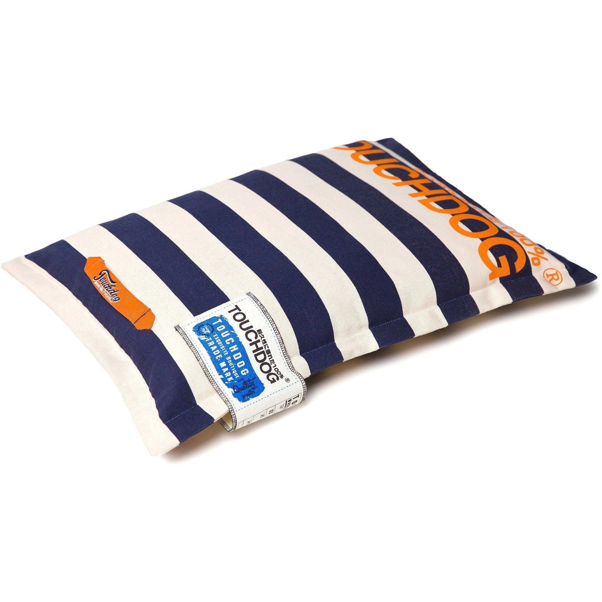 Touchdog ® 'Polo-Zippered' Machine-Washable Cushioned Pillow Dog Bed Blue, White