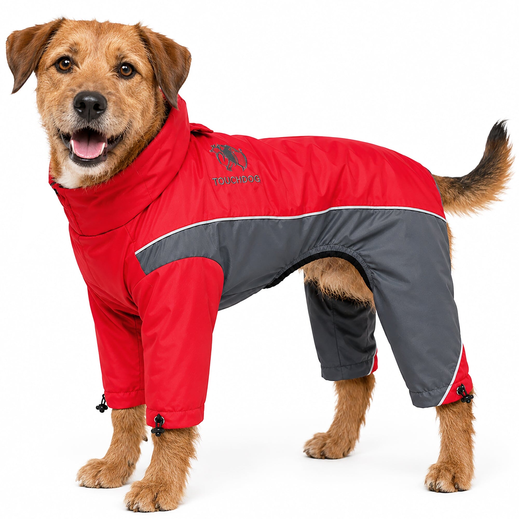 Touchdog ® Quantum-Ice Adjustable and Reflective Full-Body Winter Dog Jacket Red, Charcoal Grey