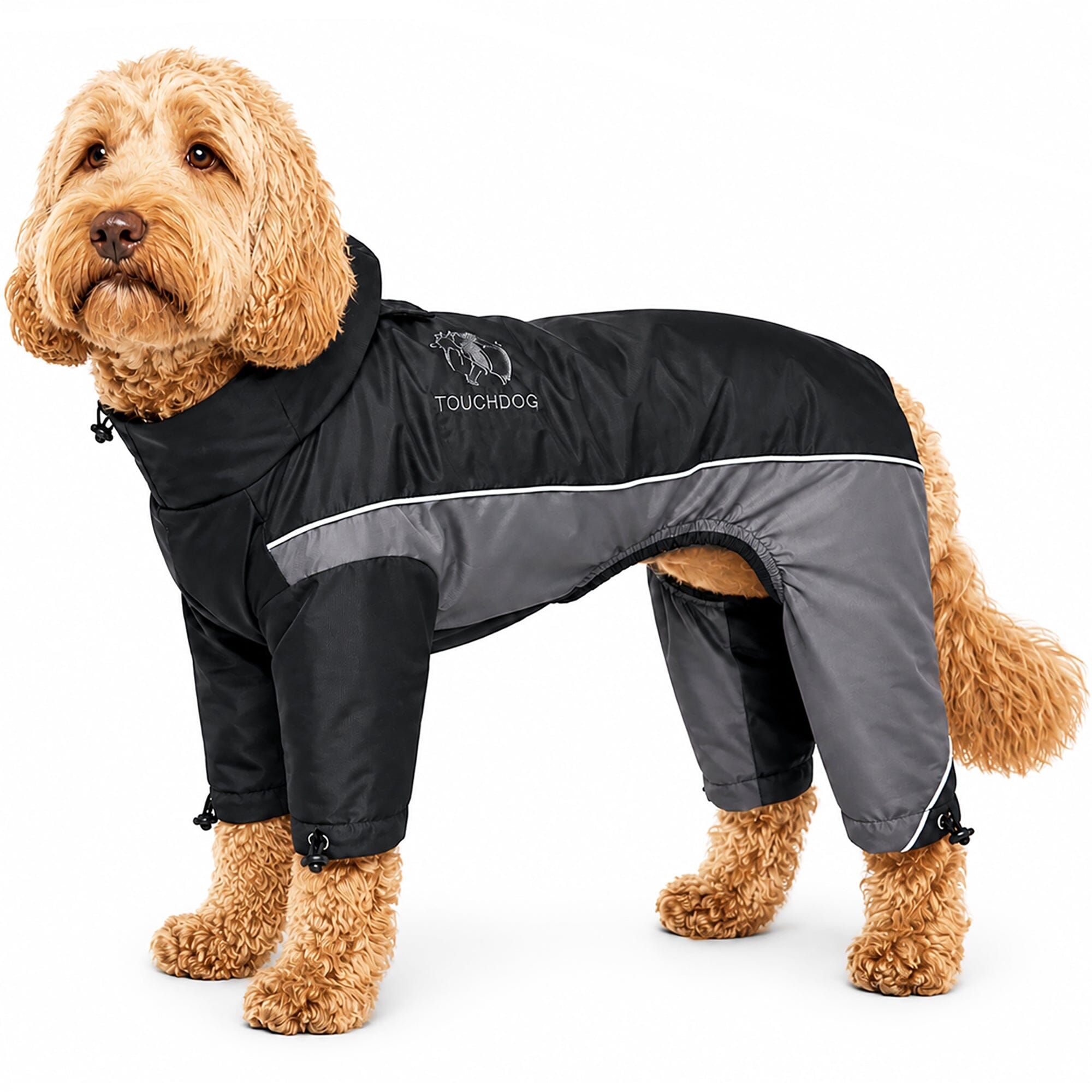 Touchdog ® Quantum-Ice Adjustable and Reflective Full-Body Winter Dog Jacket Black, Grey
