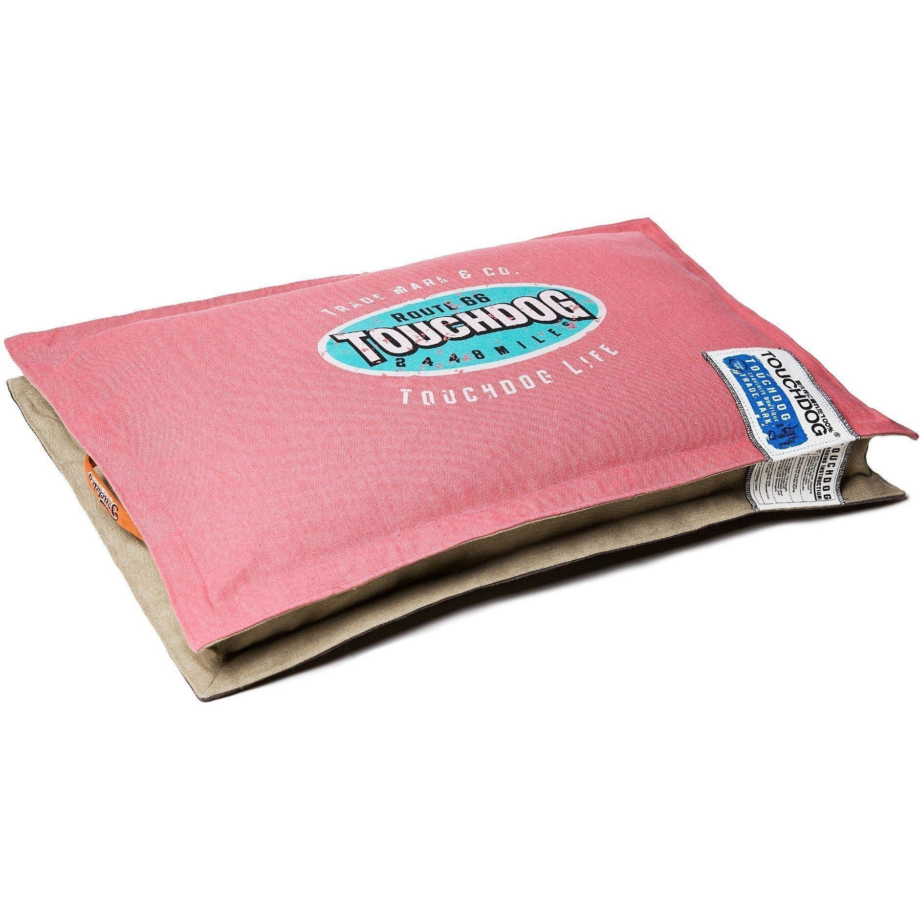 Touchdog ® 'Shock-Stitched' Sporty Reversible Rectangular Ultra-Thick Dog Mat Bed Light Pink, Mocha Brown