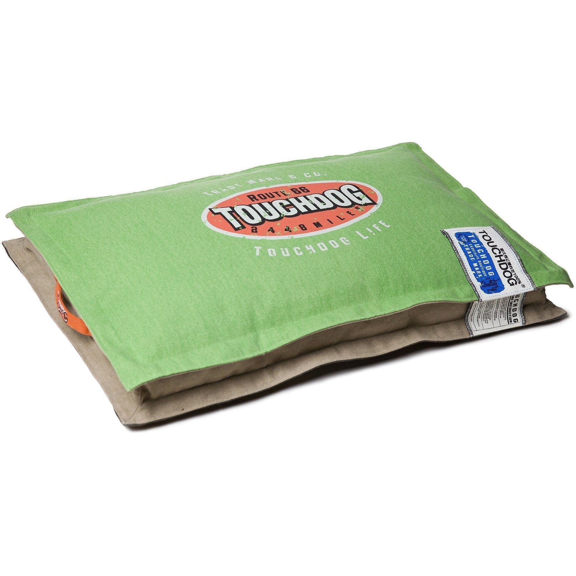 Touchdog ® 'Shock-Stitched' Sporty Reversible Rectangular Ultra-Thick Dog Mat Bed Mint Green, Mocha Brown