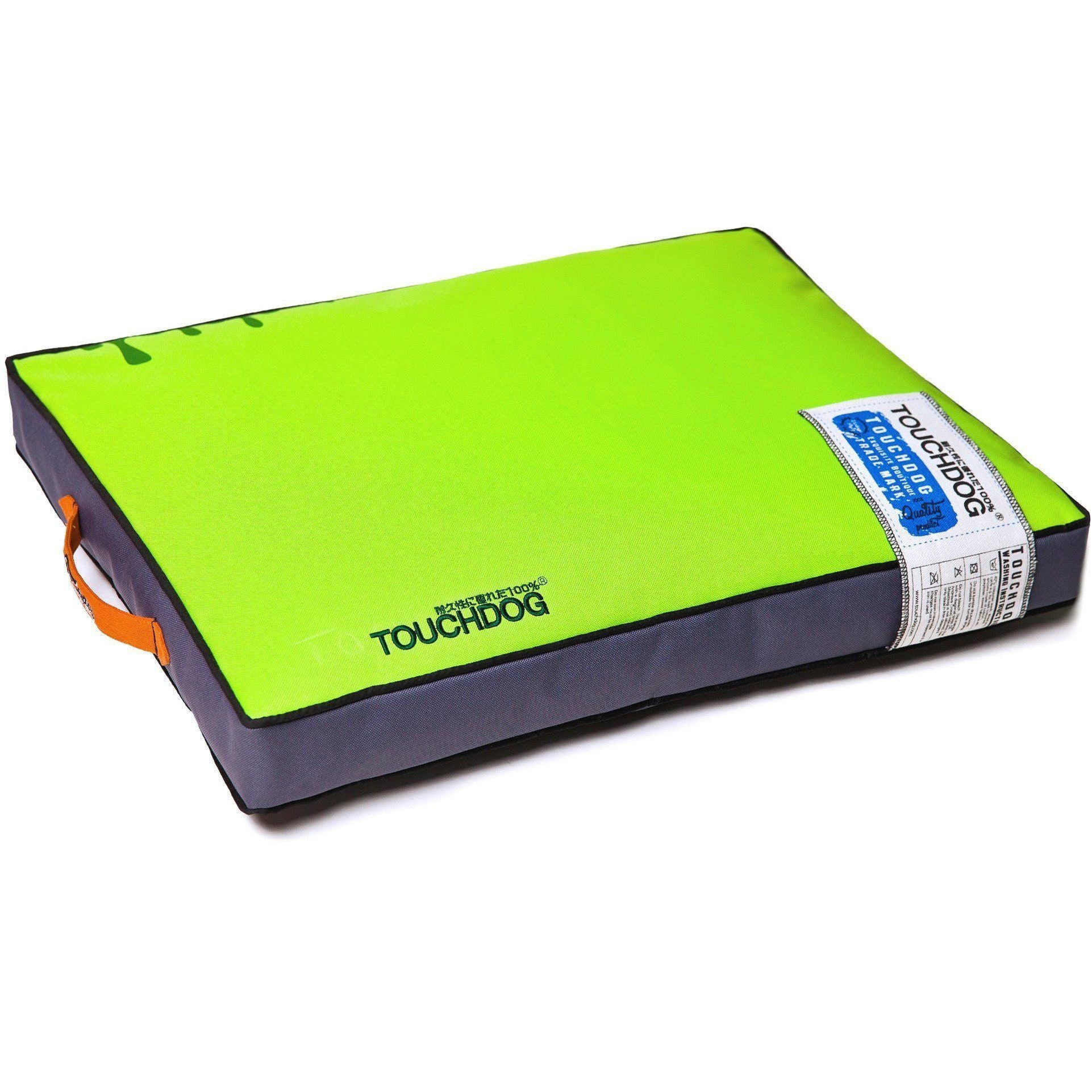 Touchdog ® 'Surface-Control' Thick Cushioned Sporty Water-Resistant Dog Mat Bed Neon Green, Grey
