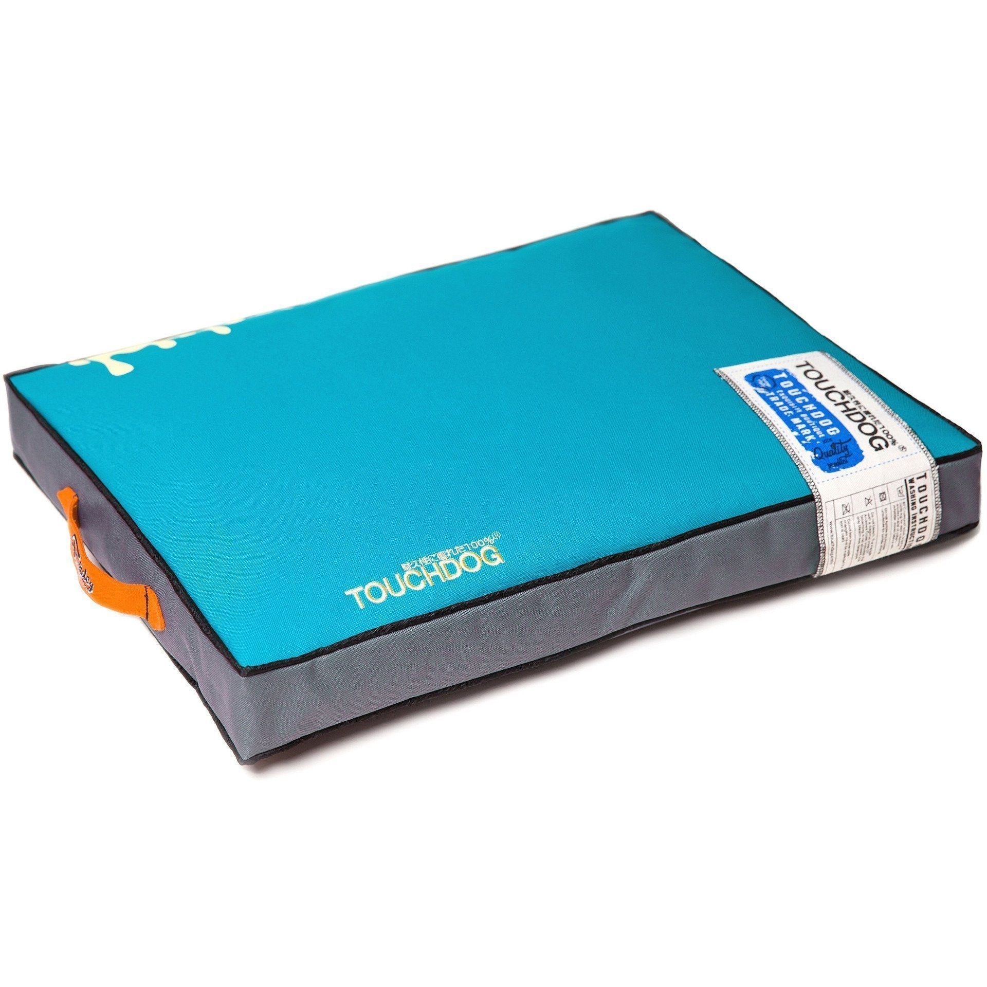 Touchdog ® 'Surface-Control' Thick Cushioned Sporty Water-Resistant Dog Mat Bed Light Blue, Grey